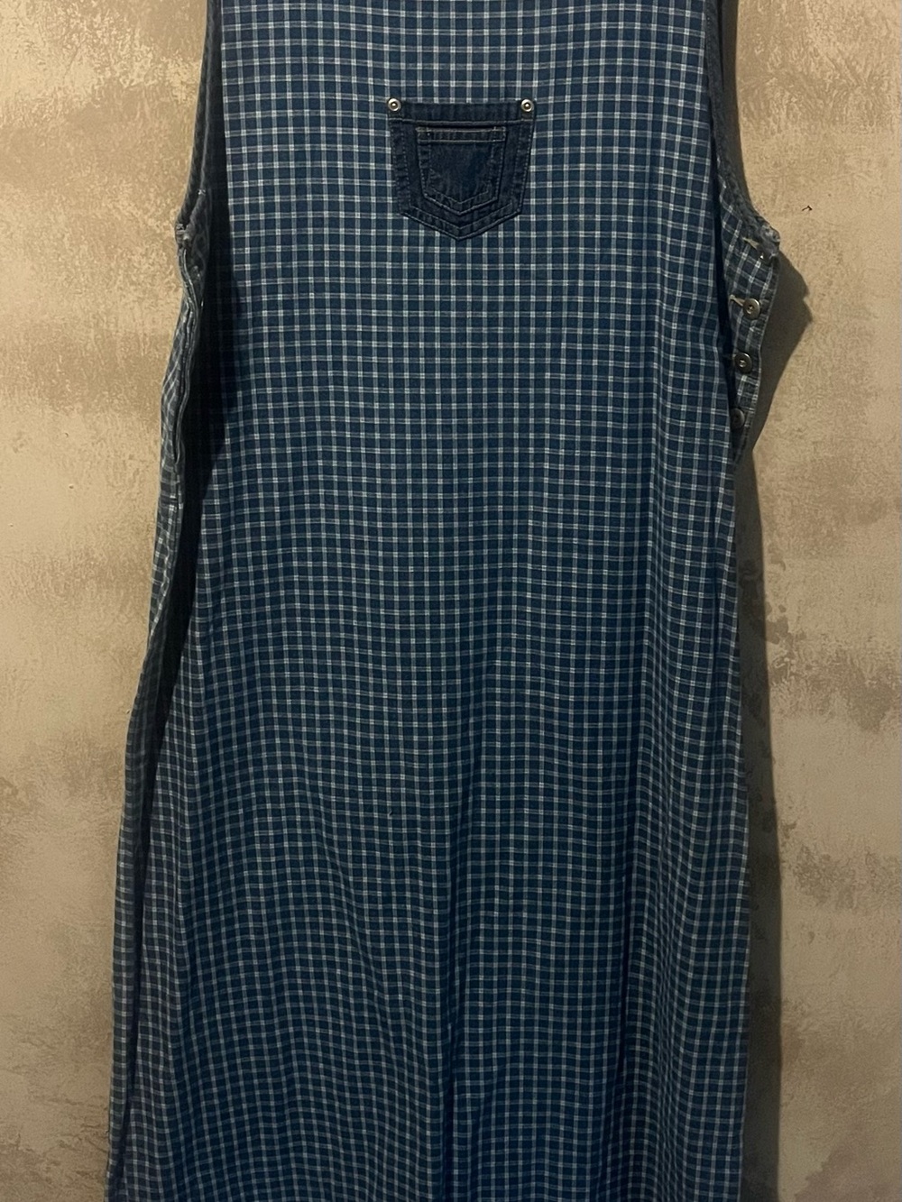 Basic Editions Blue Plaid Maxi Dress